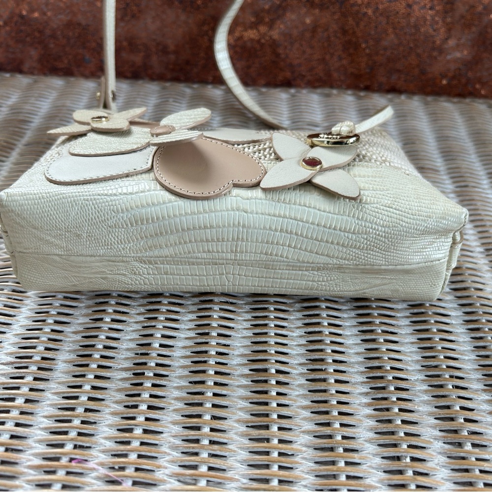 16. Brahmin Anytime Mini Bag in Crème Mairamonte with 3DFlower Motiffs Leather - Picture 7 of 7